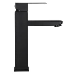 Llave Lavamanos Monocontrol Cuadrada Alta Negra