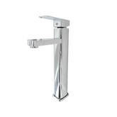 Llave Lavamanos Monocontrol Cuadrada Alta Cromada