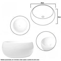 Lavamanos De Sobreponer En Ceramica Blanco 16cm*39cm*39cm