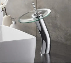 Llave Lavamanos Cascada Cromada Vidrio Boccherini