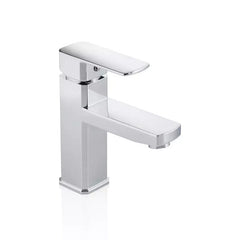 Llave Lavamanos Monocontrol Cuadrada Baja Cromada