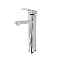 Llave Lavamanos Monocontrol Cuadrada Alta Cromada