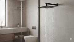 Regadera Cuadrada 8" Acero Inox Negra