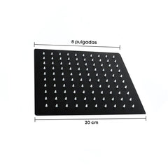 Ducha Negra Acero Ultra Slim (20cm) Cuadrada 8"